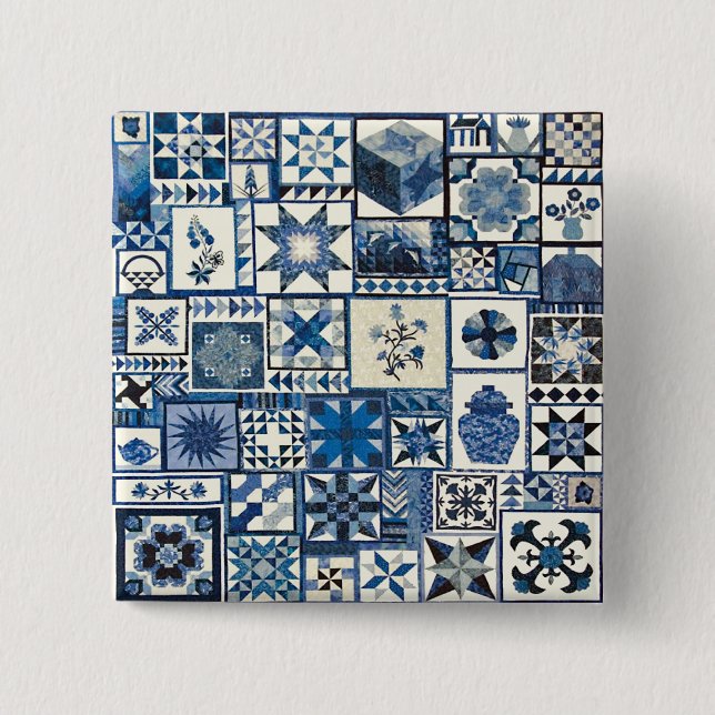 Dutch Delft 2 Inch Square Button (Front)