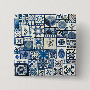 Dutch Delft 2 Inch Square Button