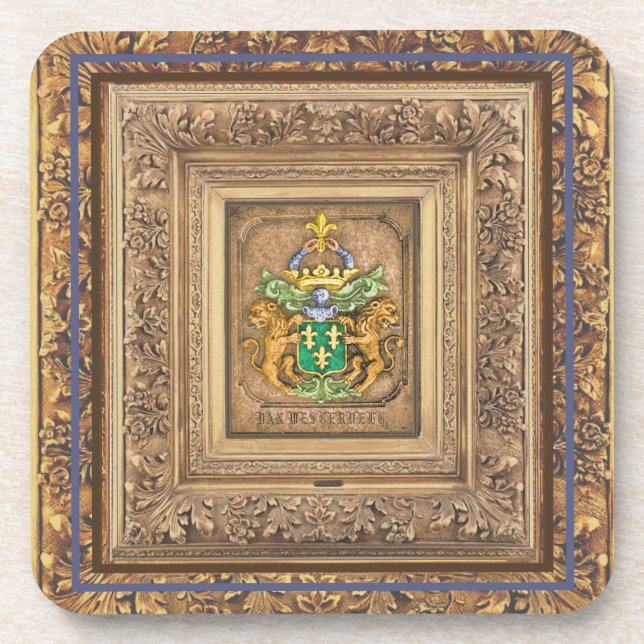 Dutch Family Van Westervelt Coat of Arms Coaster (Front)
