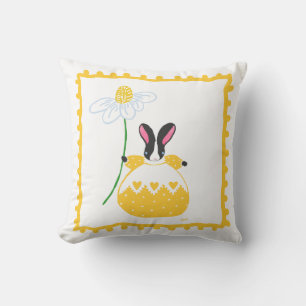 dutch fifi bunny in yellow throw pillow