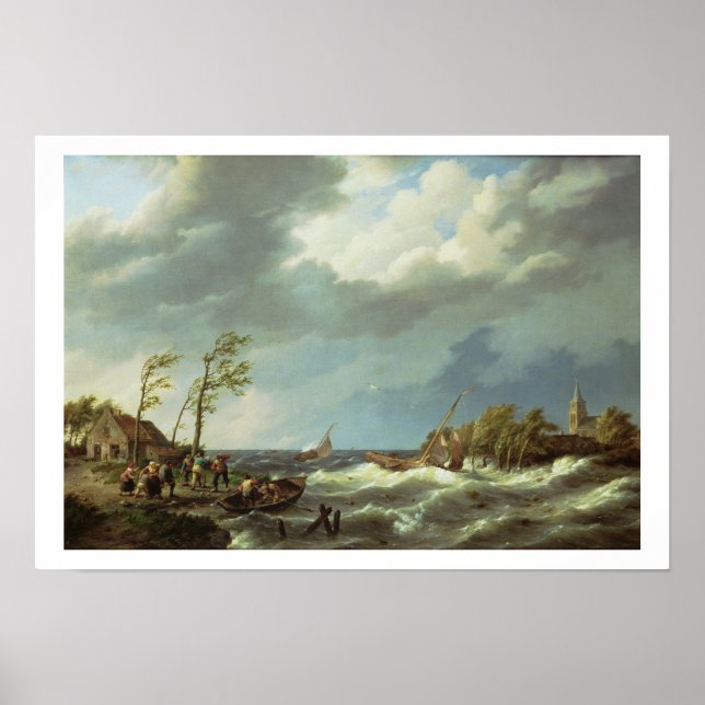 Dutch Fishing Vessel Caught on a Lee Shore with Vi Poster (Front)