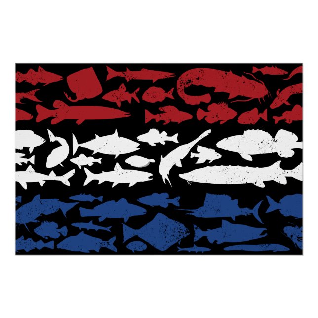 Dutch Flag Made of Fish – Fishing Design for Angle Poster (Front)