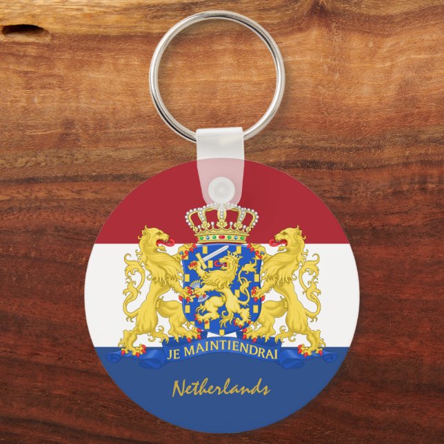 Dutch Flag & Netherlands holiday, patriots /sports Keychain (Front)