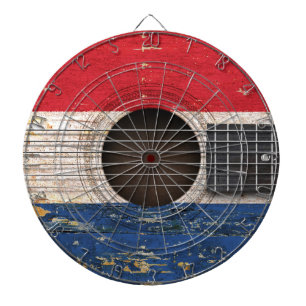 Dutch Flag on Old Acoustic Guitar Dartboard