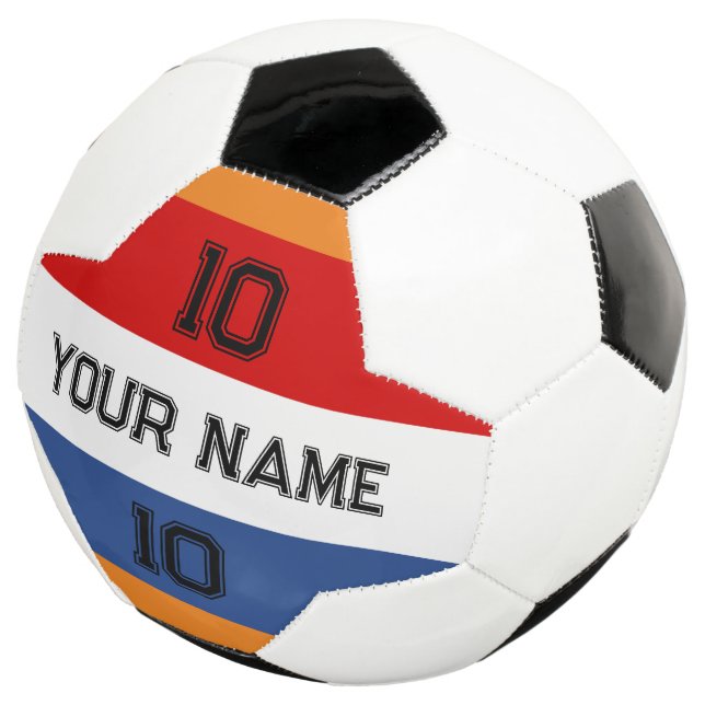 Dutch flag soccer ball with custom jersey number (Three Quarter)