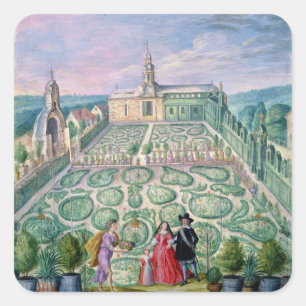 Dutch Garden, 1650 (w/c on paper) Square Sticker
