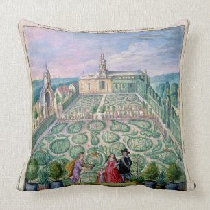 Dutch Garden, 1650 (w/c on paper) Throw Pillow