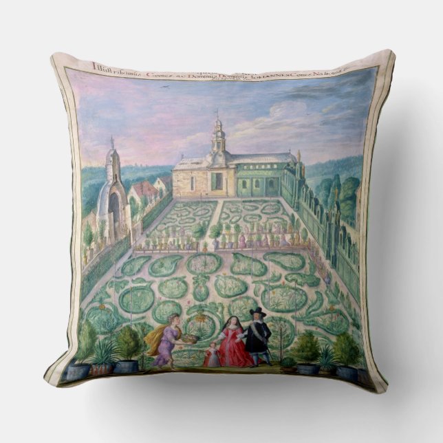 Dutch Garden, 1650 (w/c on paper) Throw Pillow (Front)