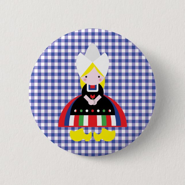 Dutch girl 2 inch round button (Front)