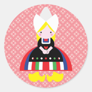 Dutch girl classic round sticker
