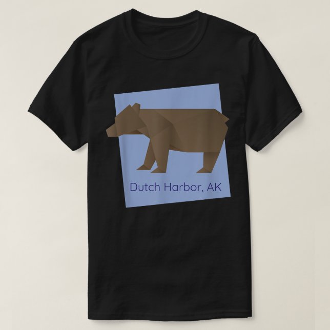 Dutch Harbor Brown Origami Bear Abstract Geometric T-Shirt (Design Front)