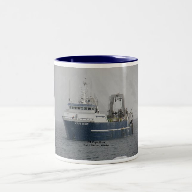 Dutch Harbour, Alaska:  F/T Cape Horn, trawler Two-Tone Coffee Mug (Center)