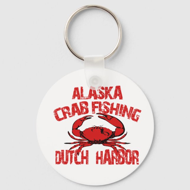 Dutch Harbour Alaska Red Crab Fishing Keychain (Front)