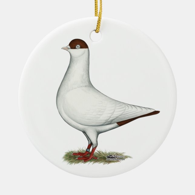 Dutch Helmet Pigeon Ceramic Ornament (Front)