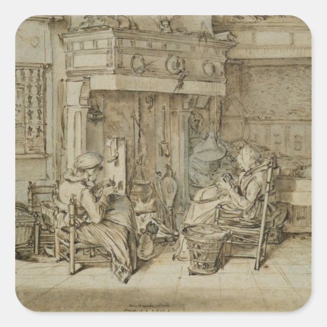 Dutch interior, 1617 square sticker (Front)