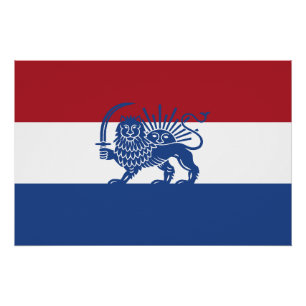 Dutch Iranian Lion and Sun Heritage Flag Poster