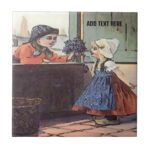 Dutch Kids Flowers Tile, Dutch Look, Personalize Tile