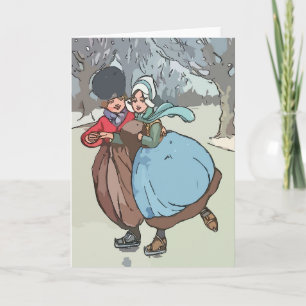 Dutch Kids Ice Skating Card