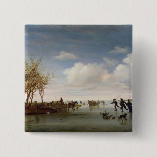 Dutch landscape with Skaters 2 Inch Square Button