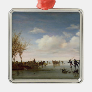 Dutch landscape with Skaters Metal Ornament