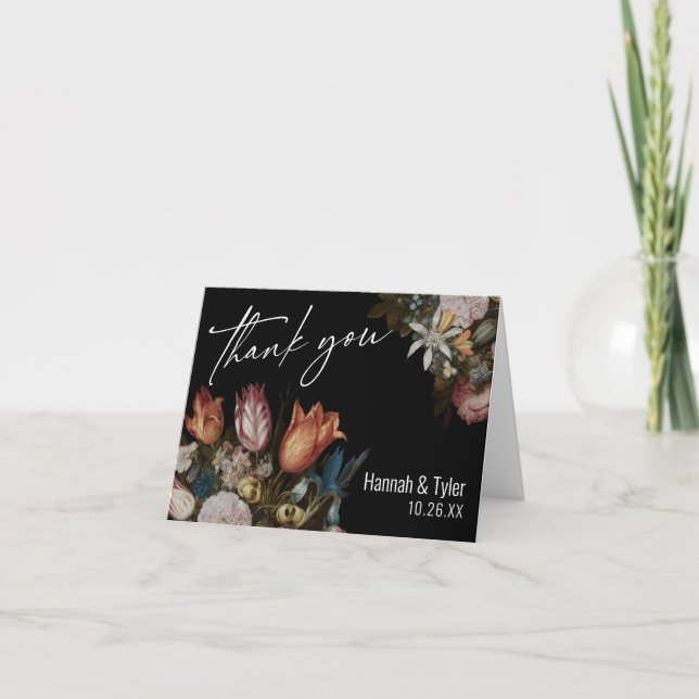 Dutch Master Bosschaert Floral Oil Painting Thank You Card (Front)