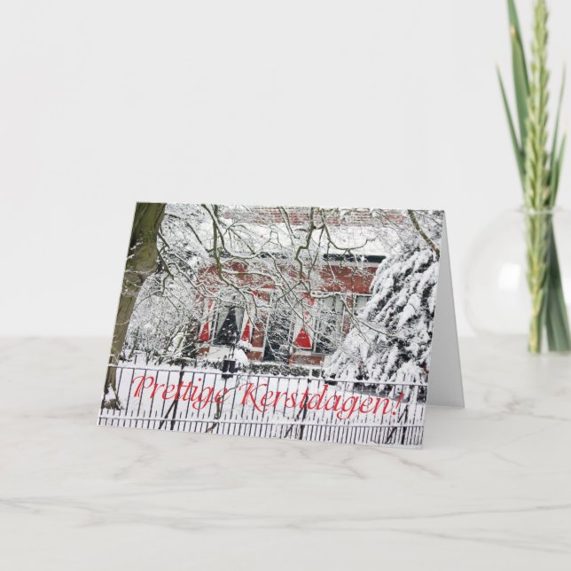 dutch merry christmas farm in the snow card (Front)