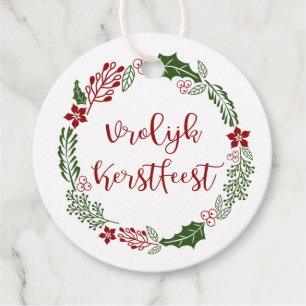 Dutch Merry Christmas, Vrolijk Kerstfeest, Custom Favour Tags