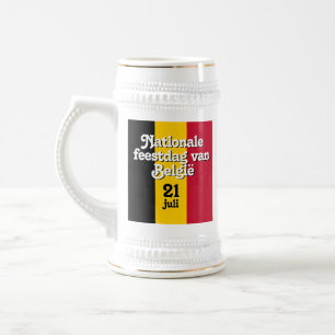 Dutch Nationale feestdag van België Belgian Flag Beer Stein