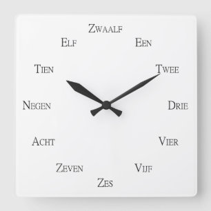 Dutch Numbers Language Learning Personalizable Square Wall Clock