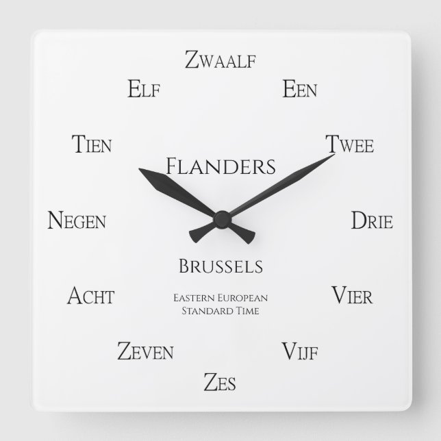 Dutch Numbers Personalized City Country Time Zone Square Wall Clock (Front)