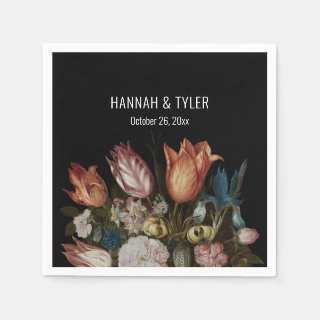 Dutch Painted Tulips Iris + More Colourful Florals Napkin (Front)