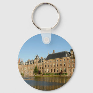Dutch parliament buildings reflected in Hofvijver Keychain