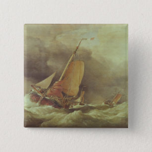Dutch Pincks Running to Anchor off Yarmouth 2 Inch Square Button