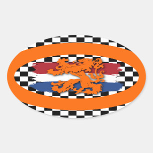 Dutch Red White Blue Flag Orange Lion Team Holland Oval Sticker