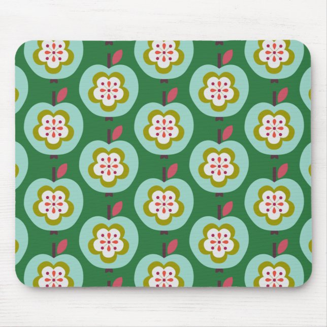 Dutch Retro Apples Green Mouse Pad (Front)