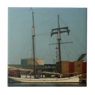 Dutch Schooner In Danish Harbour Tile