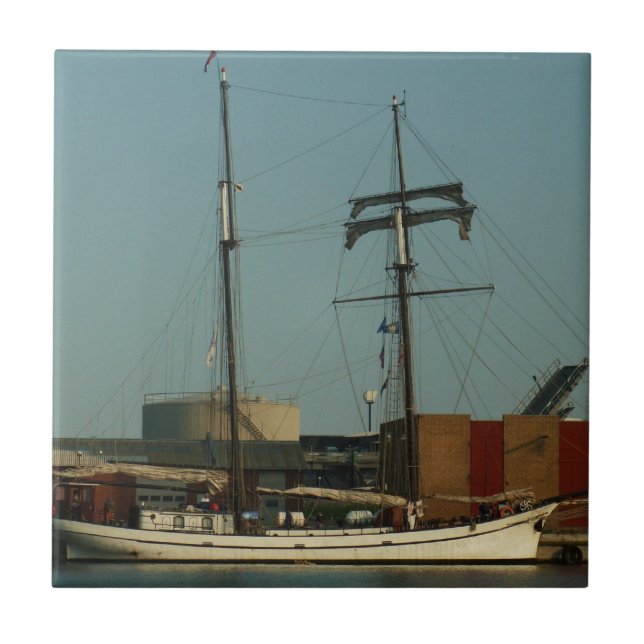Dutch Schooner In Danish Harbour Tile (Front)