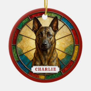 Dutch Shepherd Dog Ceramic Circle Ornament
