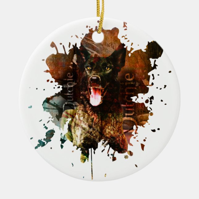 Dutch Shepherd dog - Dutchie Ceramic Ornament (Front)