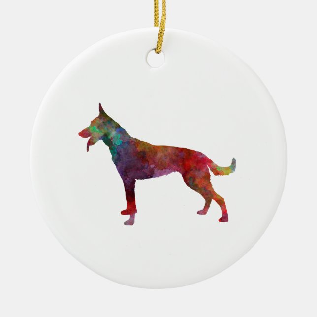 Dutch Shepherd Dog in watercolor Ceramic Ornament (Front)
