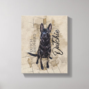 Dutch Shepherd - Dutchie Illustration Canvas Print