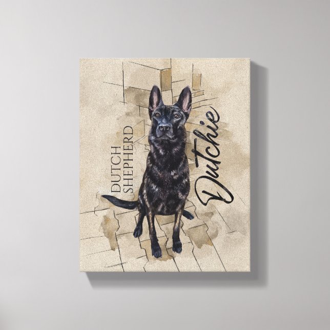 Dutch Shepherd - Dutchie Illustration Canvas Print (Front)