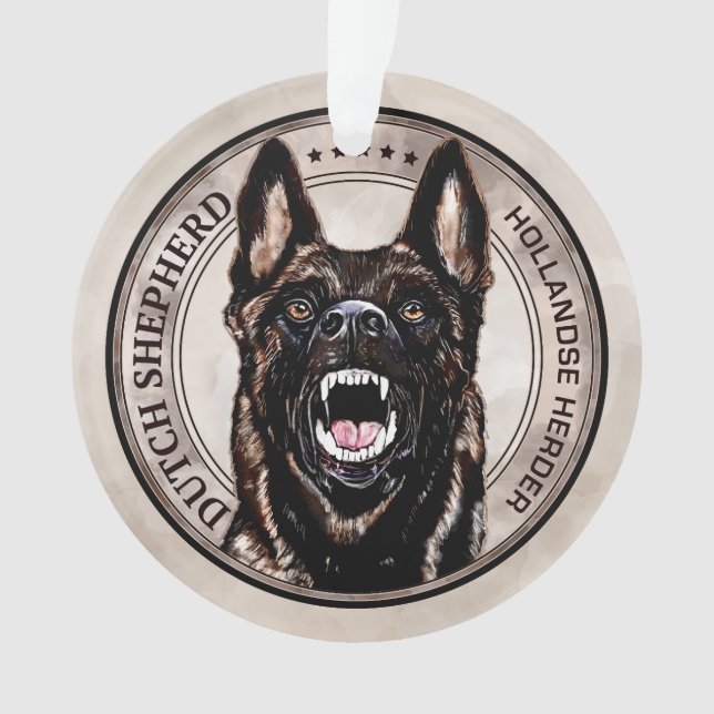 Dutch Shepherd -Hollandse Herdershond  Ornament (Front)