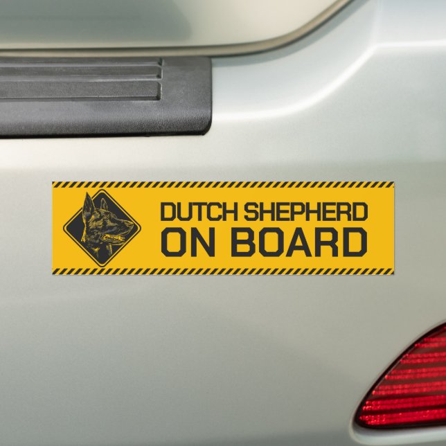 Dutch Shepherd on Board Bumper Sticker (On Car)