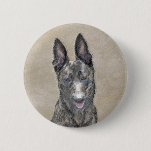 Dutch Shepherd Painting - Cute Original Dog Art 2 Inch Round Button