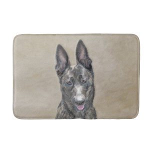Dutch Shepherd Painting - Cute Original Dog Art Bath Mat