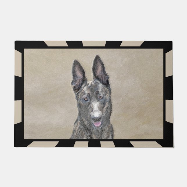 Dutch Shepherd Painting - Cute Original Dog Art Doormat (Front)