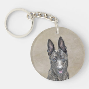 Dutch Shepherd Painting - Cute Original Dog Art Keychain