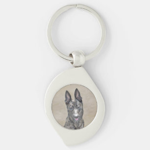 Dutch Shepherd Painting - Cute Original Dog Art Keychain