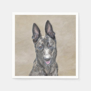 Dutch Shepherd Painting - Cute Original Dog Art Napkin